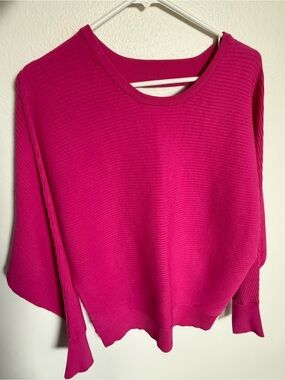 Express Hot Pink Ribbed Knit Crewneck Sweater